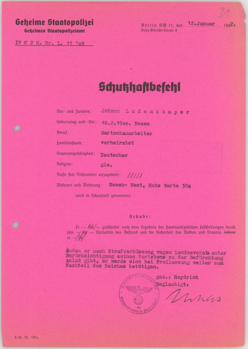 Schutzhaftbefehl